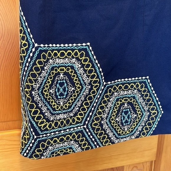 Lilly Pulitzer Bowen Navy Blue Comb Get It Embroidered Strapless Dress Size 2 - Picture 8 of 11